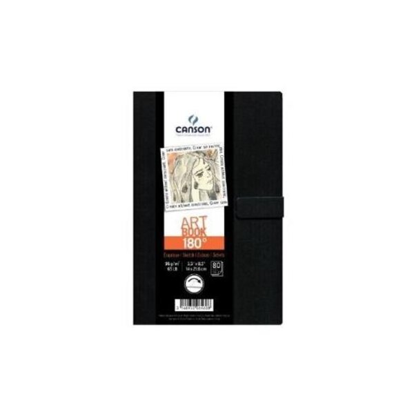Art Book 180° Livre de Dessin 80 Feuilles 96 g 8,9 x 14 cm Noir CANSON