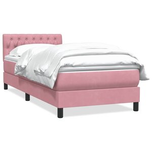 vidaXL Sommier à lattes de lit avec matelas rose 90x210 cm velours