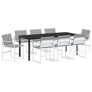 vidaXL Ensemble de salle à manger pour jardin 9 Pièces Blanc