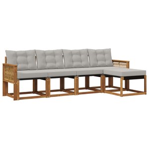 vidaXL Ensemble de canapés d'extérieur 5 pc Naturel et gris clair