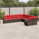 vidaXL Salon de jardin 10 Pièces avec coussins marron résine tressée