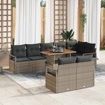 vidaXL Ensemble de canapé de jardin 9 Pièces Gris Poly rotin