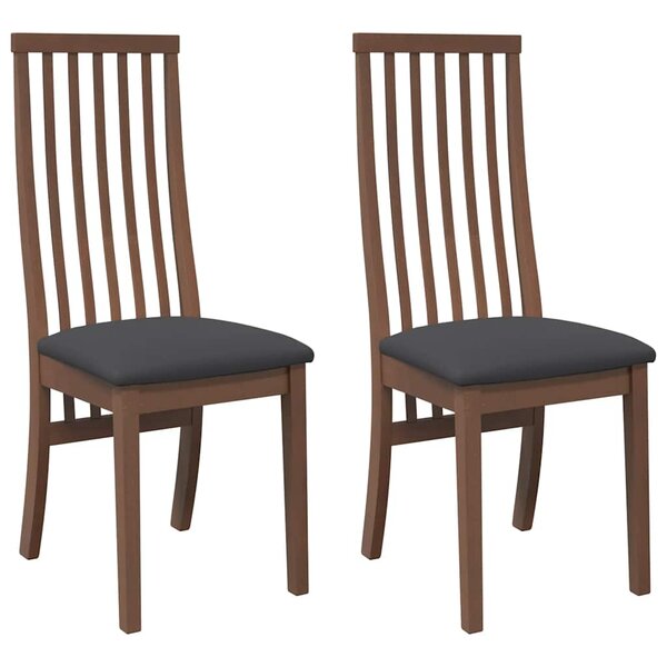 vidaXL Chaises à manger coussins 2 Pièces marron bois massif caoutchouc