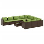 vidaXL Salon de jardin et coussins 11 Pièces marron résine tressée