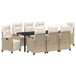 vidaXL Ensemble de salle à manger pour jardin 9 Pièces Beige polyrotin
