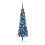 vidaXL Arbre de Noël mince pré-éclairé et boules bleu 240 cm