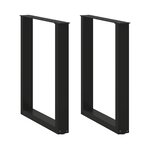 vidaXL Pieds de table à manger en U 2 pièces Noir 70 x (72-73) cm Acier