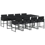 vidaXL Ensemble à manger de jardin 9Pièces coussins noir résine tressée