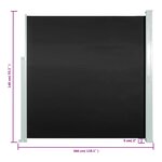 vidaXL Auvent latéral rétractable de patio 140x300 cm Noir