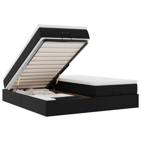 VidaXL Cadre de lit ottoman avec matelas noir 160x200 cm similicuir