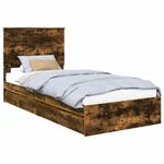 vidaXL Lit de Rangement Chêne fumé 90 x 200 cm Bois d'ingénierie