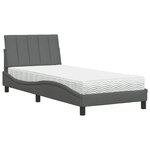 vidaXL Lit avec matelas Hanko gris foncé 90x200 cm tissu
