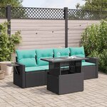 vidaXL Salon de jardin avec coussins 5Pièces noir résine tressée acacia