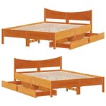 vidaXL Cadre de lit avec tiroirs cire marron 120x200cm bois pin massif