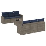 vidaXL Salon de jardin 7 Pièces avec coussins gris résine tressée