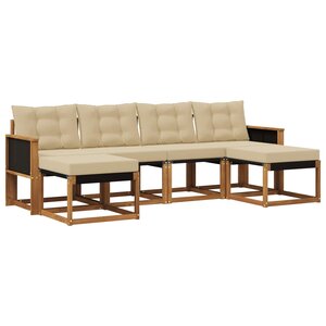vidaXL Ensemble de canapés d'extérieur 6 pc Naturel et Beige