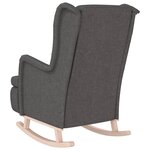 vidaXL Fauteuil avec pieds à bascule en bois d'hévéa Gris foncé Tissu