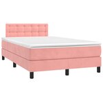 vidaXL Sommier à lattes de lit et matelas LED rose 120x190 cm velours