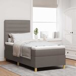 vidaXL Lit à ressort LED avec matelas Taupe 90 x 190 cm tissu