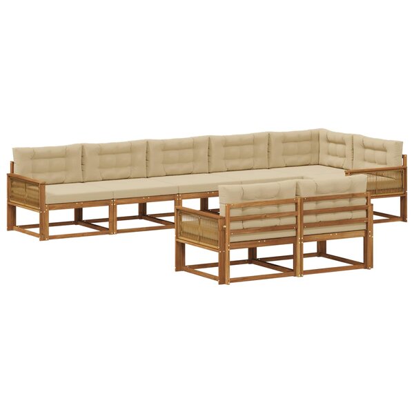 vidaXL Ensemble de canapés d'extérieur 8 Pièces Naturel et Beige