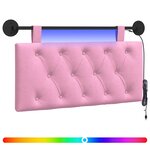 vidaXL Tête de lit suspendue Avec lumière LED Rose Tissu