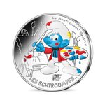 Monnaie de 10 euro argent colorisée schtroumpf peintre