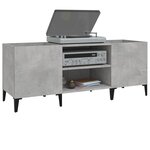 vidaXL Armoire à disques gris béton 121x38x48 cm bois d'ingénierie