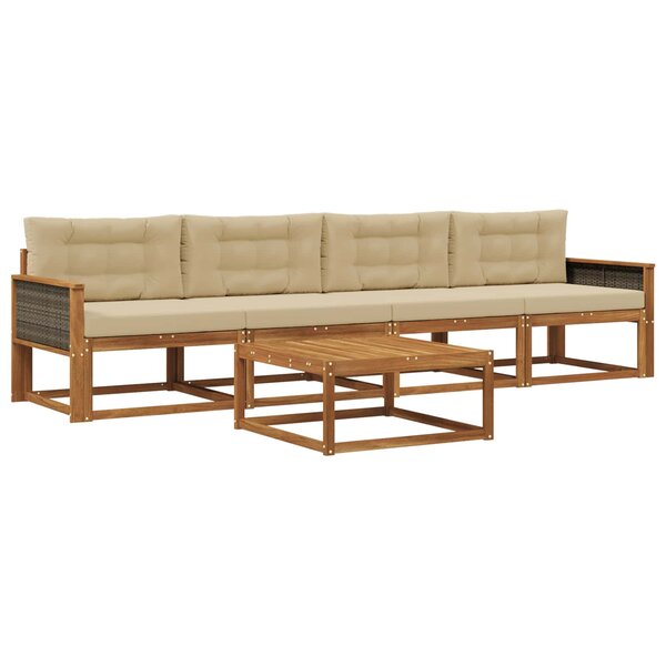 vidaXL Ensemble de canapés d'extérieur 5 Pièces Naturel et Beige