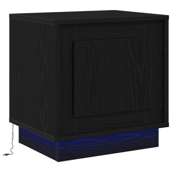 vidaXL Table de chevet avec lumières LED Chêne noir 44x34 5x45 cm