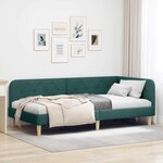 vidaXL Cadre de lit d'angle Vert foncé 90 x 190 cm tissu