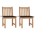 vidaXL Chaises de jardin lot de 2 avec coussins Bois de teck massif