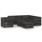 vidaXL Salon de jardin 8 Pièces Bois de pin imprégné de gris