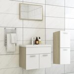 Vidaxl ensemble de meubles de bain blanc et chêne sonoma aggloméré