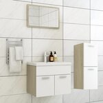 vidaXL Ensemble de meubles de bain Blanc et chêne sonoma Aggloméré