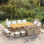 vidaXL Ensemble à dîner de jardin coussins 13 Pièces Résine tressée Beige