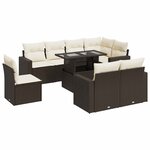 vidaXL Salon de jardin avec coussins 9 Pièces marron résine tressée