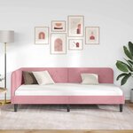 vidaXL Cadre de lit d'angle avec tête de lit Rose 90 x 190 cm Velours