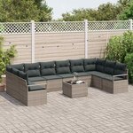 vidaXL Ensemble de canapé de jardin avec coussin 11 Pièces Gris clair
