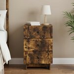 vidaXL Cabinet de chevet avec tiroir Chêne fumé 43 x 41 x 66 5 cm