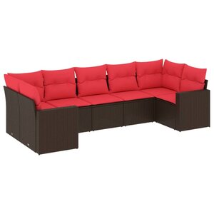 vidaXL Salon de jardin avec coussins 7 Pièces marron résine tressée