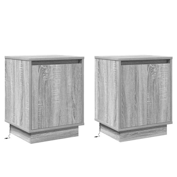 vidaXL Cabinet de chevet avec 2 Pièces Gris 39 x 34.5 x 50 cm