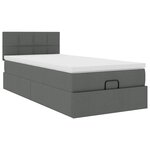 vidaXL Lit ottoman avec matelas gris foncé 90x200 cm tissu