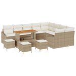 vidaXL Ensemble de canapé de jardin avec coussin 13 Pièces Beige  Crème
