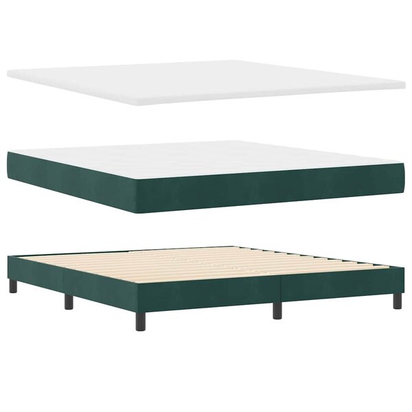 vidaXL Lit à ressorts avec matelas Vert foncé 180 x 200 cm Velours