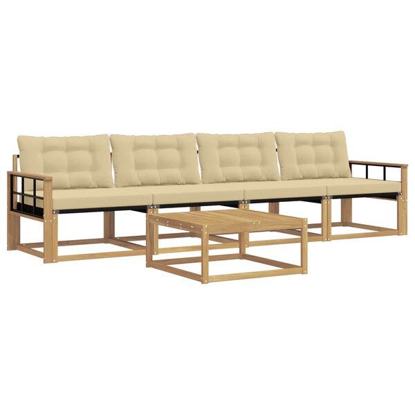 vidaXL Ensemble de canapés d'extérieur 5 pc Blanc et Beige