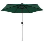 vidaXL Parasol avec LED et mât en aluminium 270 cm Vert