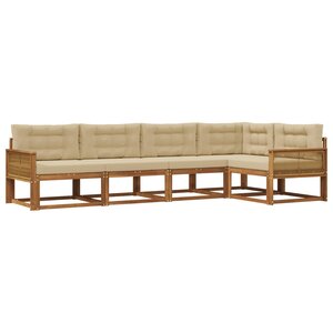 vidaXL Ensemble de canapés d'extérieur 5 Pièces Naturel et Beige