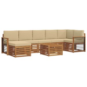 vidaXL Ensemble de canapés d'extérieur 8 pc Naturel et Beige