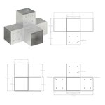 vidaXL Connecteurs de poteau 4Pièces Forme en X Métal galvanisé 101x101mm