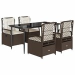 vidaXL Ensemble à manger de jardin 5 Pièces et coussins marron poly rotin